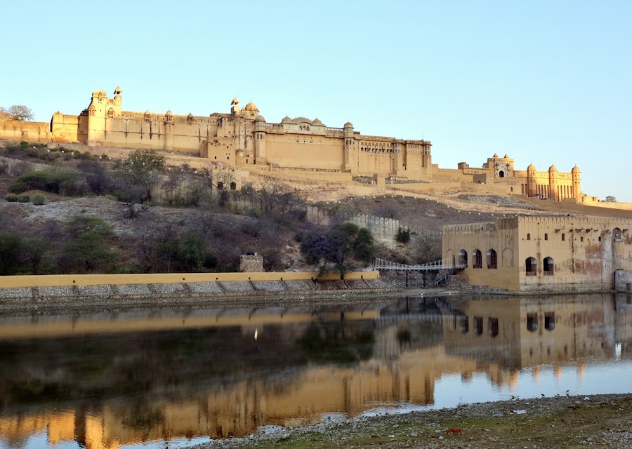 Historic fort in Rajasthan at sunset